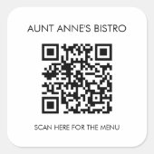 Scan For OrderメニューQRコードカフェレストランコーヒー スクエアシール (正面)