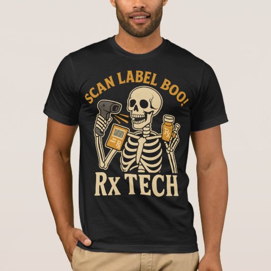 Scan Label Boo Rx Tech Pharmacy Halloween Tシャツ (正面)