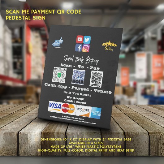 Scan Me Payment QRコードペデスタル記号 台座サイン