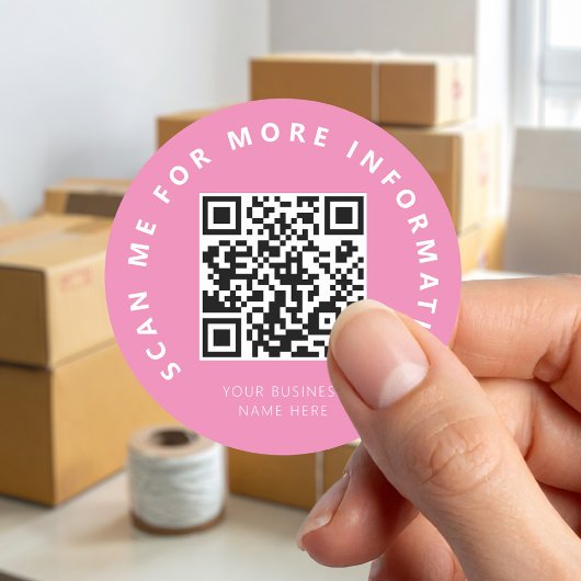 Scan Me Pink QR Code Scannable ラウンドシール