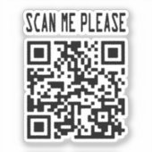 Scan Me Please QR Code -スマイル、無料 シール (正面)