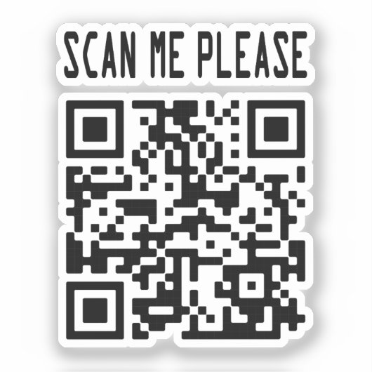 Scan Me Please QR Code -スマイル、無料 シール (正面)