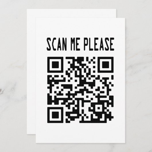 Scan Me Please QR Code -スマイル、無料 招待状 (正面/裏面)