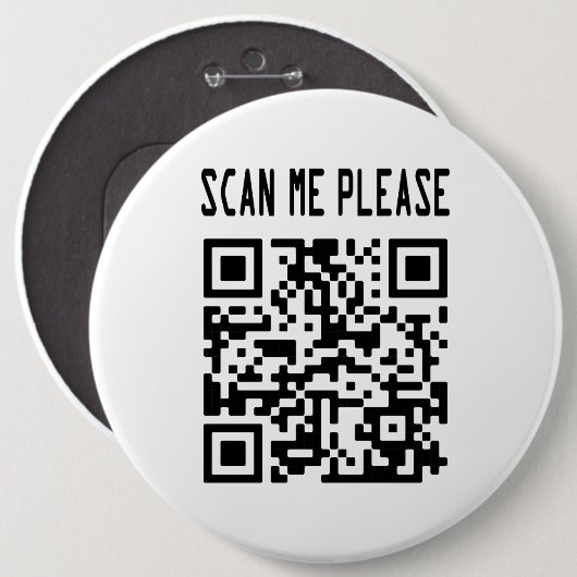 Scan Me Please QR Code -スマイル、無料 缶バッジ (正面&裏面)