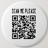 Scan Me Please QR Code -スマイル、無料 缶バッジ (正面)