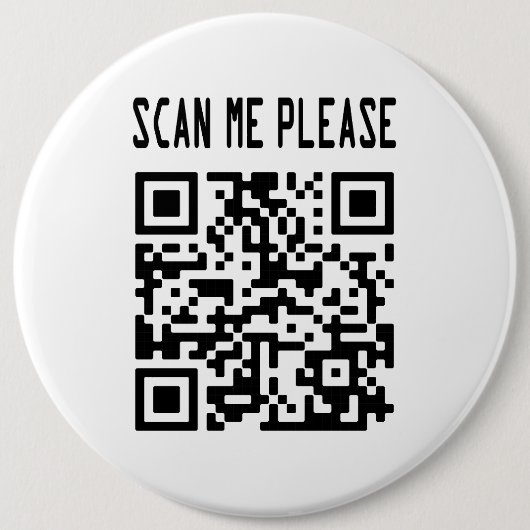Scan Me Please QR Code -スマイル、無料 缶バッジ (正面)