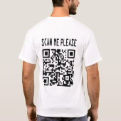 Scan Me Please QR Code -スマイル、無料 Tシャツ (裏面)