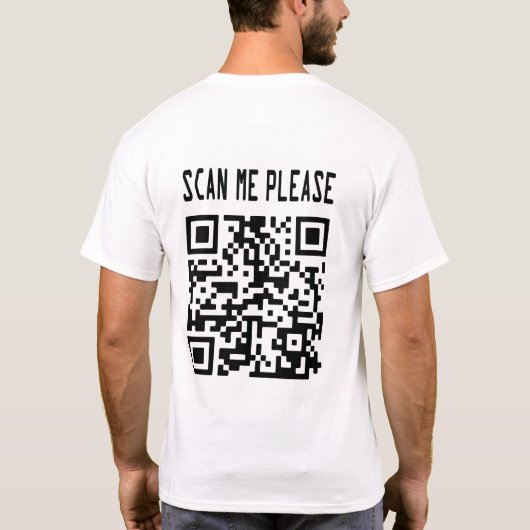 Scan Me Please QR Code -スマイル、無料 Tシャツ (裏面)