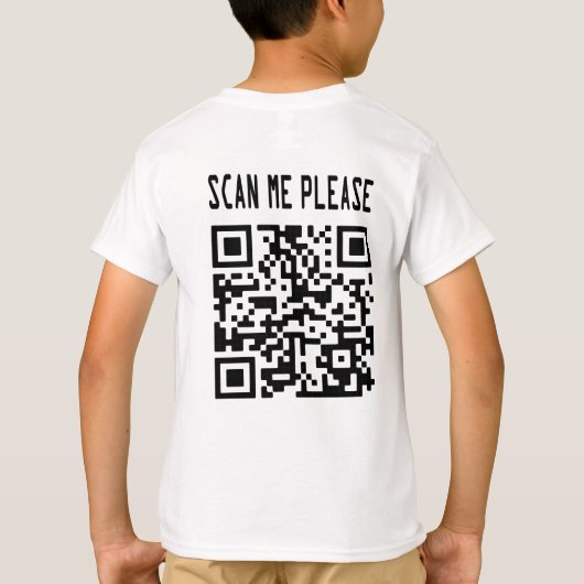 Scan Me Please QR Code -スマイル、無料 Tシャツ (裏面)