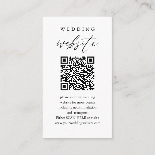 Scan Me QRコードの結婚Webサイト エンクロージャーカード (正面)