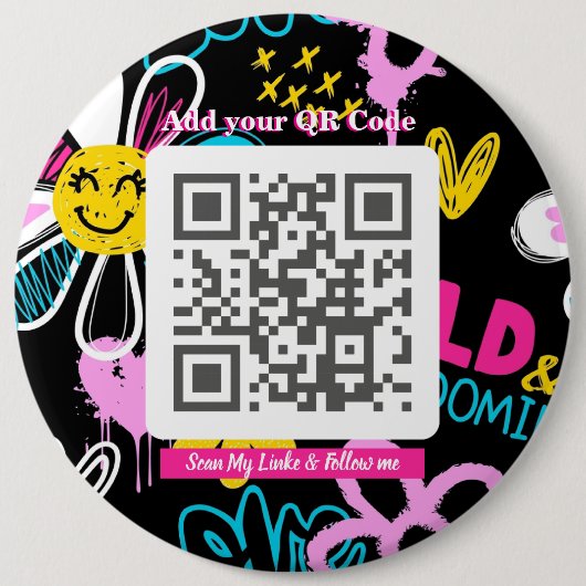Scan Me QR Code Button – Colorful & Fun Design 缶バッジ (正面)