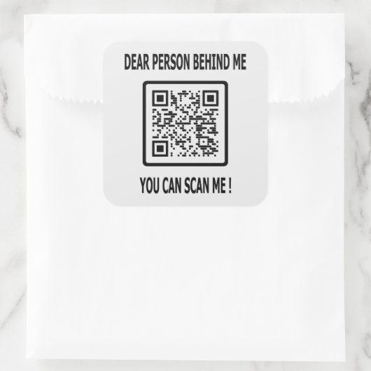 Scan Me QR Code for 感動的引用文 スクエアシール (バッグ)