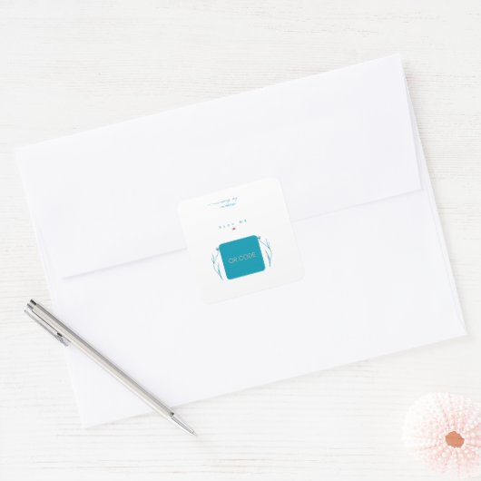 Scan Me QR Code Sticker Wedding Envelope Seal  スクエアシール (封筒)