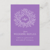 Scan me QR code wedding website monogram purple エンクロージャーカード (正面)