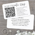 Scan Me QR RSVPおよび詳細スシンプルクリプ結婚ト エンクロージャーカード<br><div class="desc">RSVP応答をシンプル化し、シックなQRコードエンクロージャカードで重要な詳細を提供モダン。すべてのシンプル文字はカスタマイズに対して、「RSVPに私をスキャンする」という文言を含む。ジェネレータを使用して独自のQRコードを作成するには、単にウェブサイトのURLをテンプレートに入力する。カードを携帯電話でスキャンすることにより、ゲストは招待に応結婚答するためにウェブサイトに直接送信される。オンラインのrsvpプロセス減らは、カードがメールに失った入る可能性がある。また、食事の選択、食物アレルギー、曲の要求など頼の詳細な情報を得ることができるように、より汎用性が高い。すべての応答情報を削除パーソナライズされたまたは削除できる。白黒のデザインは可愛いハート、ミニマルなタイポグラフィモダン、手書きの台本の書道が特徴。このカードはスタイリッシュお客頼様の結婚お祝いに親切に返信する方法である。</div>