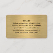 Scan Me QR RSVPと詳細ブラック&金ゴールド結婚ズ エンクロージャーカード (裏面)