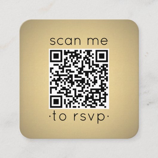 Scan Me QR RSVPゴールドフェイクフォイル結婚ズスクエア エンクロージャーカード (正面)