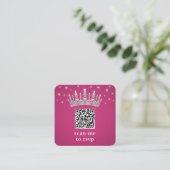 Scan Me QR RSVP Quinceañera Crown Fuschia Pink エンクロージャーカード (スタンド正面)