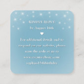 Scan Me QR RSVP Quinceañera Crown Light Blue エンクロージャーカード (裏面)