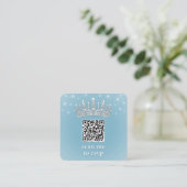 Scan Me QR RSVP Quinceañera Crown Light Blue エンクロージャーカード (スタンド正面)