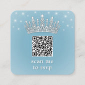 Scan Me QR RSVP Quinceañera Crown Light Blue エンクロージャーカード (正面)