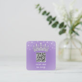 Scan Me QR RSVP Quinceañera Crown Lilac Purple エンクロージャーカード (スタンド正面)