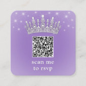 Scan Me QR RSVP Quinceañera Crown Lilac Purple エンクロージャーカード (正面)