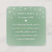 Scan Me QR RSVP Quinceañera Crown Sage Green エンクロージャーカード (裏面)