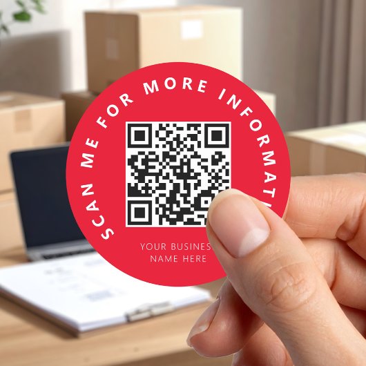 Scan Me Red QR Code Scannable ラウンドシール
