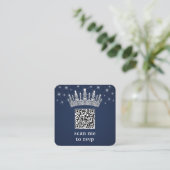 Scan Me RSVP QR Code Quinceañera Crown Navy Blue エンクロージャーカード (スタンド正面)