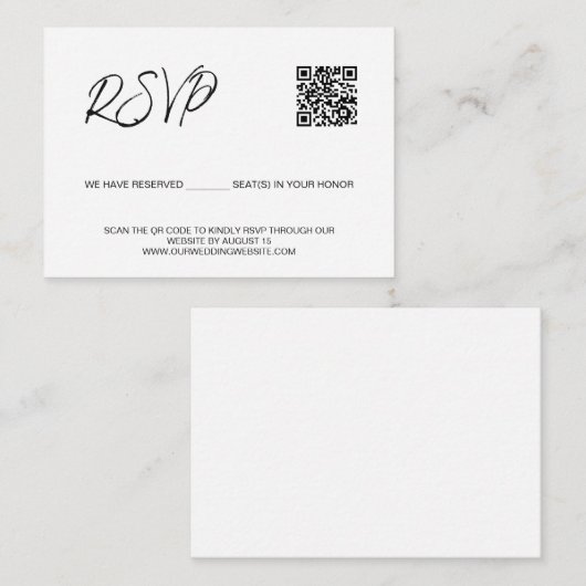 SCAN QRコードの結婚Webサイト予約席 エンクロージャーカード (正面/裏面)