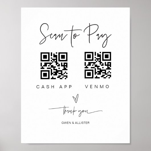 Scan QR Code Sign Wedding Bar Valet Business G400 ポスター (正面)
