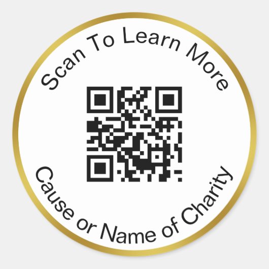 Scan QR Code To Learn More Cause Charity Gold ラウンドシール (正面)