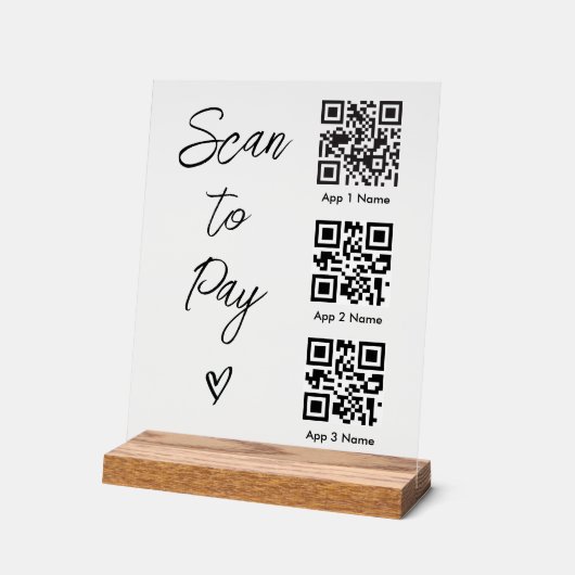 Scan QR Code to Pay For Business Digital Payment アクリルサイン (傾斜)