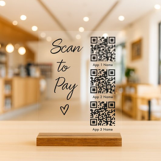Scan QR Code to Pay For Business Digital Payment アクリルサイン