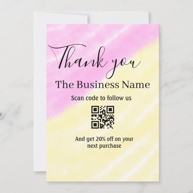 Scan QR to follow us thank you discount code pink  (正面)