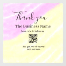 Scan QR to follow us thank you discount code pink 