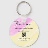 Scan QR to follow us thank you discount code pink キーホルダー (正面)