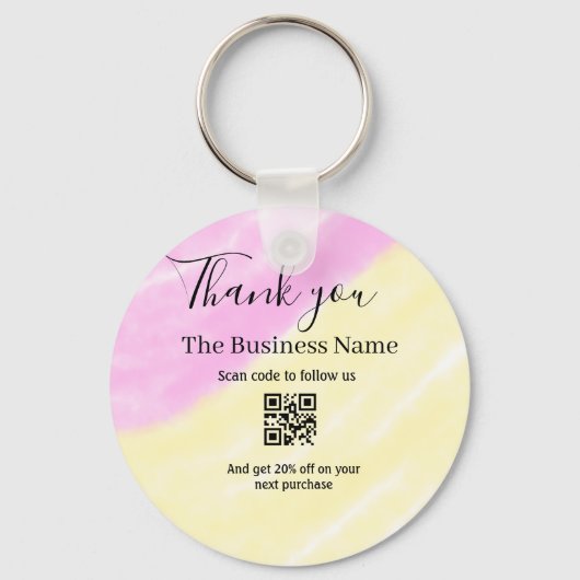 Scan QR to follow us thank you discount code pink  キーホルダー (裏面)