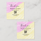 Scan QR to follow us thank you discount code pink  スクエア名刺 (正面/裏面)