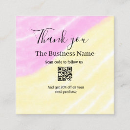 Scan QR to follow us thank you discount code pink  スクエア名刺