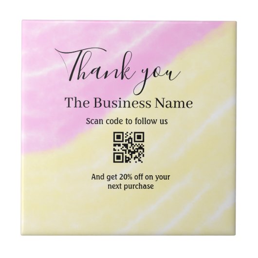 Scan QR to follow us thank you discount code pink  タイル (正面)