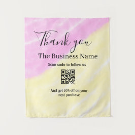 Scan QR to follow us thank you discount code pink  タペストリー
