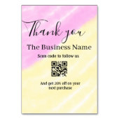 Scan QR to follow us thank you discount code pink  テーブルナンバー (裏面)