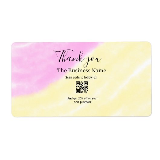 Scan QR to follow us thank you discount code pink  ラベル (正面)