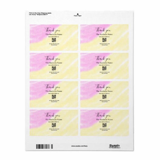 Scan QR to follow us thank you discount code pink  ラベル (フルシート)