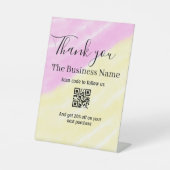 Scan QR to follow us thank you discount code pink  台座サイン (正面)