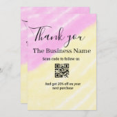 Scan QR to follow us thank you discount code pink  招待状 (正面/裏面)