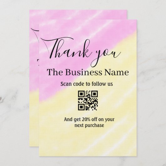 Scan QR to follow us thank you discount code pink  招待状 (正面/裏面)