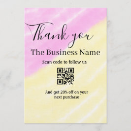 Scan QR to follow us thank you discount code pink  招待状